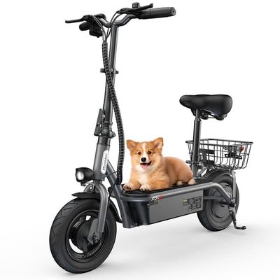 iScooter F2 elektrisk skoter 500W,maximal hastighet 30km/h, räckvidd 30km,10 tums däck,dubbla trumbromsar,med säte och korg