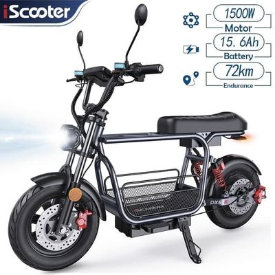 Elscooter iScooter DX5 Hopfällbar 1500W motor 48V 15,6Ah Batteri 15*3,0" Hållbara däck Shopping E-scooter Hydrauliska skivbromsar NFC