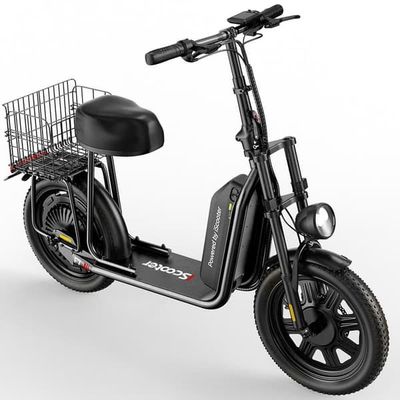 iScooter F7 elektrisk skoter 48V 10,4Ah batteri 1000W motor 50km räckvidd 16 * 3,0 tums däck vikbar bakre korg