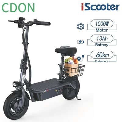 iScooter F3 City elscooter, 48V 13Ah batteri, 1000W motor, räckvidd 55-60 km, svart