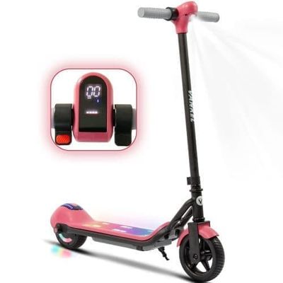 E-scooter til børn op til 14 km/t, rækkevidde 5-8 km, elektrisk bremse, Bluetooth og farverige LED-lys, fra 6 år