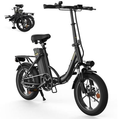 iScooter U4 16-tums elcykel, 250W motor, 36V 10,4AH litiumbatteri, snabbfällbar elcykel (25 km/h) för vuxna
