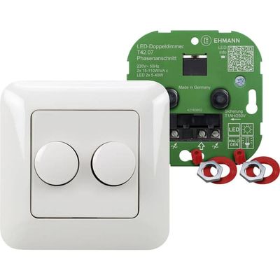 Ehmann 4260c0701 Dimmer infälld Lämplig för ljuskälla: LED-lampa, Glödlampa, Halogenlampa Vit