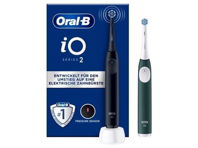 Oral-B iO Series 2, Voksen, Vibrerende tannbørste, Daglig stell, Sensitiv / Myk, Super sensitive, Sort, Grønn, 2 min, Rund