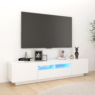vidaXL tv-skab med LED-lys 180x35x40 cm hvid - TV-møbler