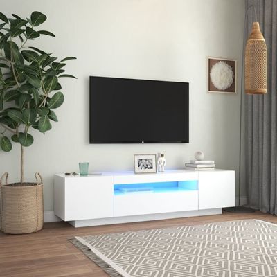 vidaXL tv-skab med LED-lys 160x35x40 cm hvid - TV-møbler