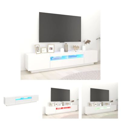 The Living Store tv-skab med LED-lys 200x35x40 cm hvid - TV-møbler