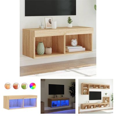 The Living Store tv-bord med LED-lys 80x30x30 cm sonoma-eg - TV-møbler