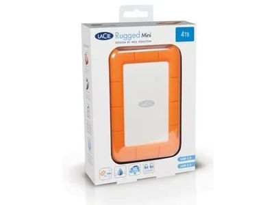 LaCie Rugged Mini - Harddisk - 4 TB - ekstern (bærbar) - USB 3.0 - 5400 rpm - 256-bit AES - med Seagate Rescue Data Recovery