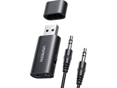 Ugreen bluetooth adapter Ugreen sender sender / mottaker Bluetooth 5.0 trådløs lydadapter 3,5 mm mini jack svart (CM523 60300)
