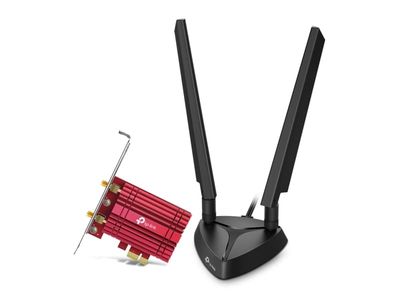 TP-Link Archer TXE75E, Intern, Trådløs, PCI Express, WLAN / Bluetooth, 5400 Mbit/s, Sort, Rød