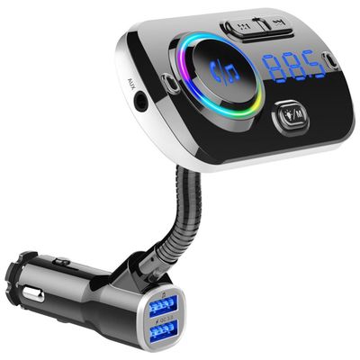 INF Trådløs FM-sender til bilen, lys med 7 farger QC3.0 hurtiglader