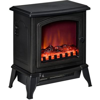 Elektrisk kamin 2000 W med flammeffekt & överhettningsskydd, metall svart