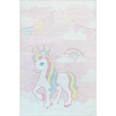 Barnmatta - Enhörning - 80x150cm - Halkfri - Maskintvättbar - Mjuk polyester