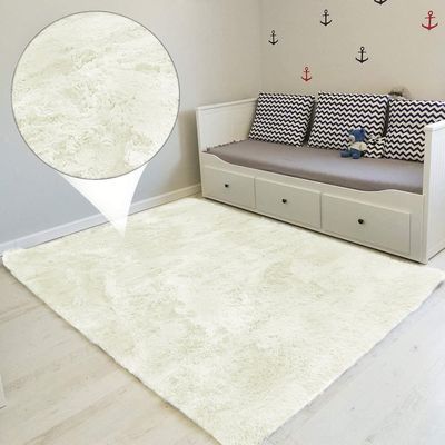 Shaggy matta, vardagsrumsmatta, lång lugg, 200 x 300 cm - mattor för vardagsrum, fluffiga, lurviga, sovrum, sängmattor, utomhusmatta, vit