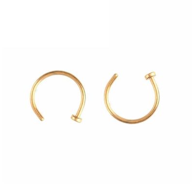 2-pack gull falsk piercing leppe nese septum leppring uten hull