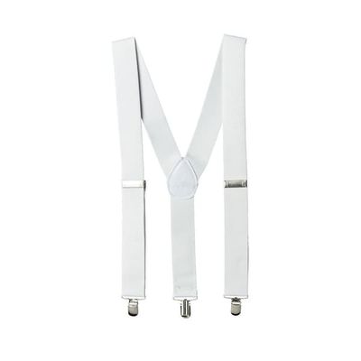 Stilige smale hvite seler med klemmer 2,5 cm