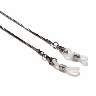 Senile String Box Chain EyeGlassed Brillass Cord Neck Chain - Sort