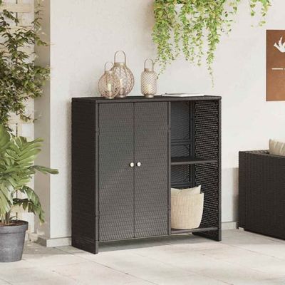 Moderne opbevaringsskab i rattan - Stilig opbevaring | Farve: Sort | Størrelse: 100 x 36 x 102 cm