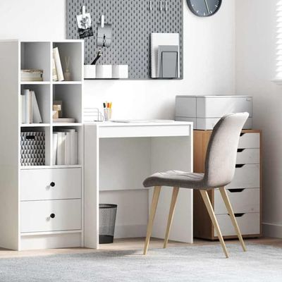 Skrivbord i vitt konstruerat trä med förvaringslåda | Storlek: 70x50x76 cm
