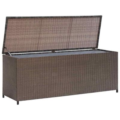 Förvaringsbox i konstrotting - Dynlåda för balkong och uteplats | Färg: Brun | Storlek: 120x50x60 cm