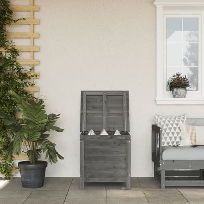 Dynbox i massivt granträ - Rymlig förvaring med lamellbotten | Färg: Antracit | Storlek: 50x49x56,5 cm