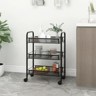 Rullvagn 3 våningar i järn - Förvaring och organisering | Färg: Svart | Storlek: 46x26x64 cm