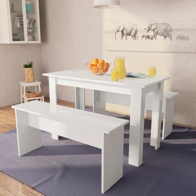 Matbord och bänkar 3-delar - Slimmad design, lättstädad | Färg: Vit | Storlek: Standard