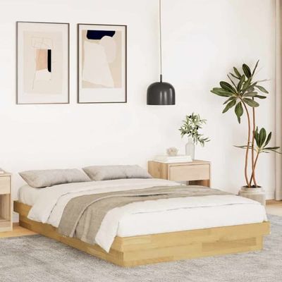 Sengeramme i massivt egetræ 120x200 cm med lamelbund | Farve: Natur | Størrelse: 120x200 cm