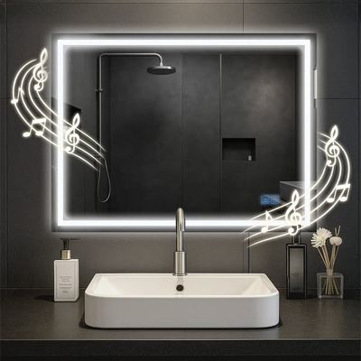 LED -badrumsspegel - väggspegel - Bluetooth -högtalare, klargörande LED -belysning