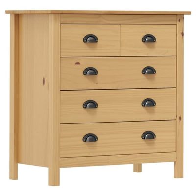 Modern skänk i massiv furu med 5 lådor | Storlek: 79x40x80 cm | Färg: Natur