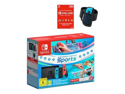 Nintendo Switch - Spelkonsol - Full HD - neonblå/neonröd - Nintendo Switch Sports - med Nintendo Switch Sports Set