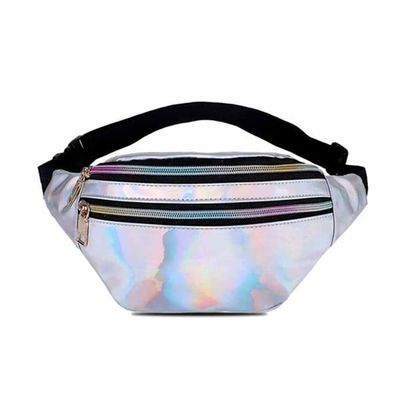 Glanset metallisk midjepose Magepose Kors kropp Bum Bag - Sølv