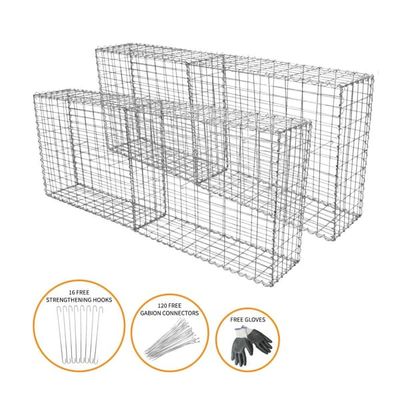 4 stk Gabioner | Gabionkorgar 80 cm (H) x 100 cm (B) x 30 cm (D) Gabion
