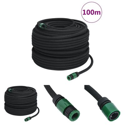 The Living Store Fuktslang svart 0,6" 100 m gummi - Vattenslangar