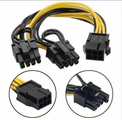 Y-Split PCIE 8Pin naaras - 2 x 6 + 2 nastan uros PCIE 30cm