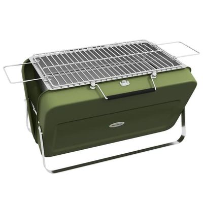 Bordgrill kulgrill med kulskål, grillrist & håndtag, rustfrit stål, grøn