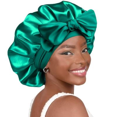 Satin Sleeping Beanie Bow - Beskyt dit hår med elegance om natten - Flere farver - GRØN
