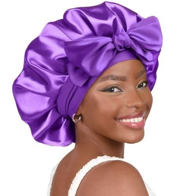Satin Sleeping Beanie Bow - Beskyt dit hår med elegance om natten - Flere farver - MØRKLILLA