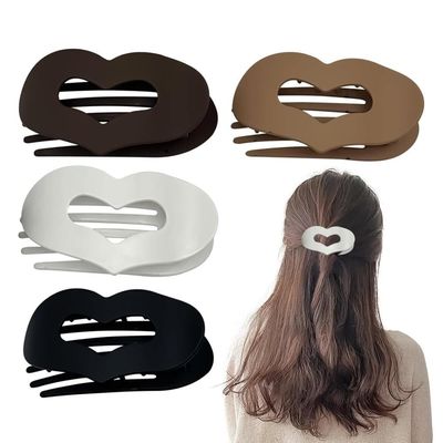 OBOSOE 4 st platta hårklämmor för kvinnor, böjd design hårklämmor för att ligga ner, bilkörning - matta starka hårklämmor