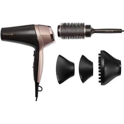 Remington D5706 Hårset, Curl Confidence Ionic Hårtork 2200W, 45mm Borste, Keramiska Grillplattor, Lätt, Tyst
