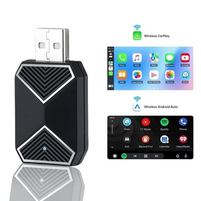 Ny 2025 2-i-1 CarPlay & Android Auto Adapter – Från kabel till trådlös, Dual Port (USB & Type-C), Bluetooth 5.2 + WiFi 5GHz, Stabil anslutning utan fö