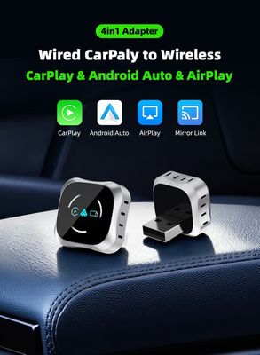 Ny 2026 4-i-1 CarPlay & Android Auto Adapter – Från kabel till trådlös, Dual Port (USB & Type-C), Bluetooth 5.2 + WiFi 5GHz, Stabil anslutning utan fö