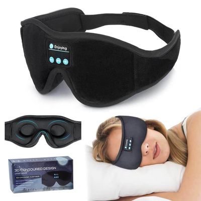 3D Memory Foam Sovemaske med Bluetooth-hodetelefoner og timer | Luksus sovehodetelefoner svart