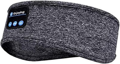 Ljunggrå/Svart Sovhörlurar – Pannband & Ögonmask med Bluetooth Hörlurar