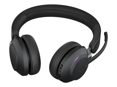 Jabra Evolve2 65 MS Stereo - Hodesett - on-ear - Bluetooth - trådløs - USB-A - lydisolerende - svart - Certified for Microsoft Teams