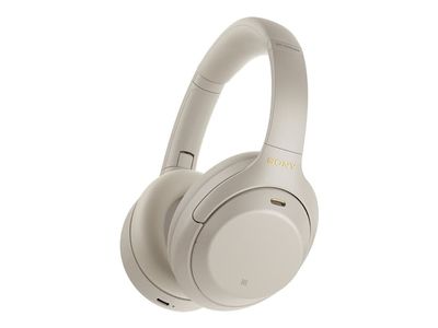 Sony WH-1000XM4 - Hodetelefoner med mikrofon - full størrelse - Bluetooth - trådløs, kablet - NFC - aktiv støydemping - 3,5 mm jakk - sølv