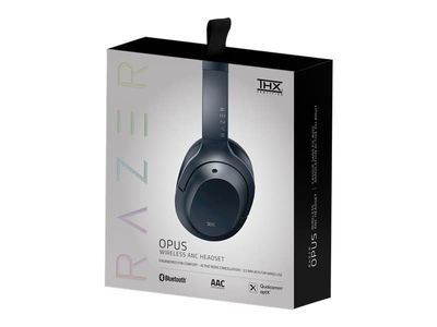 Razer Opus - Hodetelefoner med mikrofon - full størrelse - Bluetooth - trådløs, kablet - aktiv støydemping - 3,5 mm jakk - svart