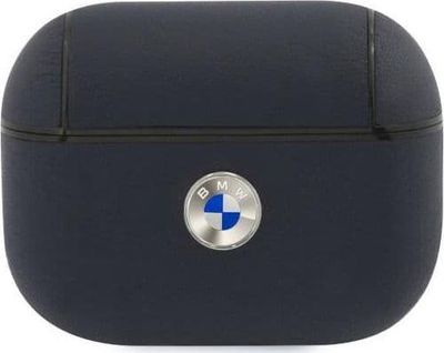 BMW Bmw Bmapsslna Airpods Pro Cover Navy/Navy Geniune Leather Silver Logo