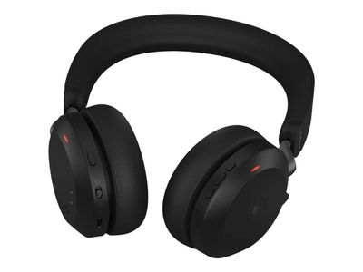 Jabra Evolve2 75 - Hodesett - på øret - Bluetooth - trådløst, kabling - aktiv støyreduksjon - USB-A - støyisolerende - svart - Sertifisert for Micros